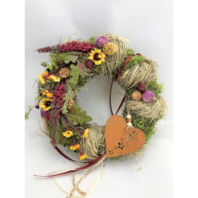 Türkranz mit rostigem Herz Ø 28 cm - Engel-Igor