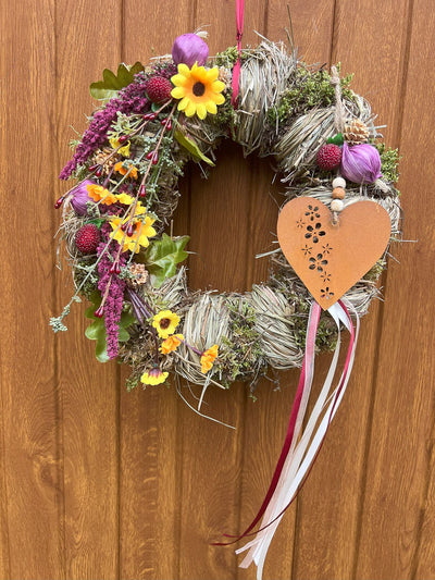 Türkranz mit rostigem Herz Ø 28 cm - Engel-Igor