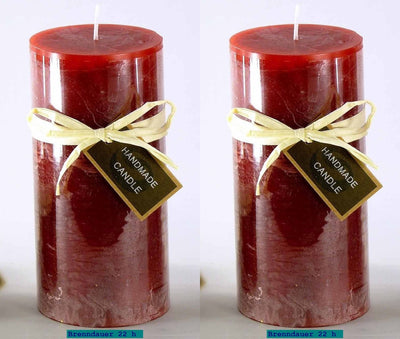 Stumpen Kerze 14 cm hoch - Rustic Colors Rubinrot - Engel-Igor