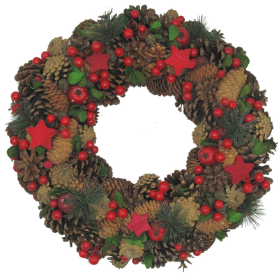 Türkranz rund mit Zapfen Beeren Sternchen ø 46 cm H47