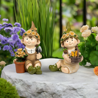 Sommerkinder Gartenfiguren sitzend