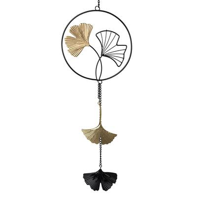 Deko Hänger Ginkgo Blatt Metall - Schwarz/Gold (40cm)