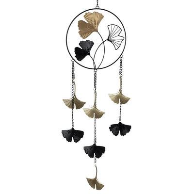 Deko Hänger Ginkgo Blatt Metall - Schwarz/Gold (60cm)