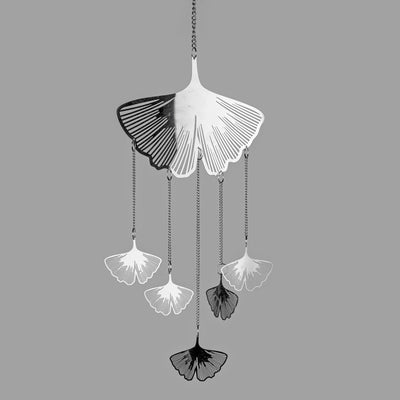 Deko Hänger Ginkgo Blatt Metall - Silber Edelstahl