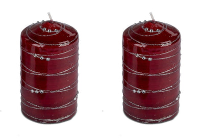 Stumpen Kerze 11 cm - Rot - Silber Spirale - Engel-Igor