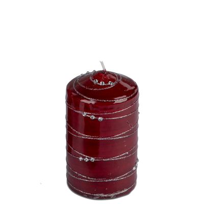 Stumpen Kerze 11 cm - Rot - Silber Spirale - Engel-Igor