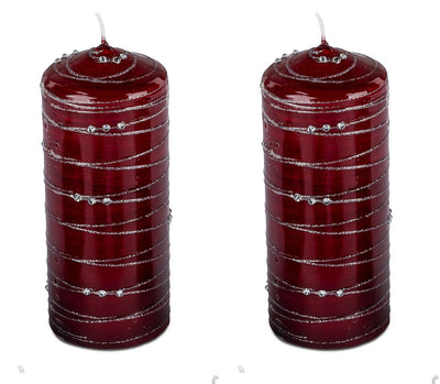 Stumpen Kerze 16 cm - Rot - Silber Spirale - Engel-Igor