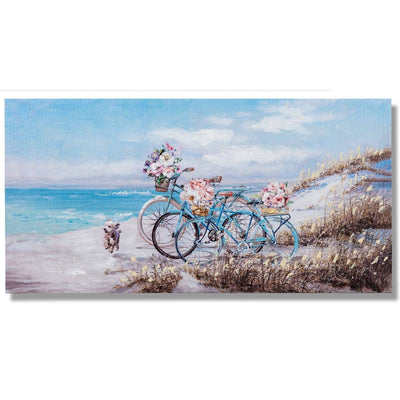 Wandbild „Fahrräder am Strand“ auf Leinwand 30x60cm