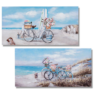 Wandbild „Fahrräder am Strand“ auf Leinwand 30x60cm