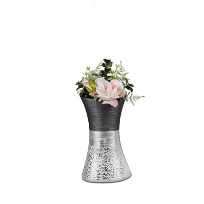 Elegante Keramik Tischvase Luxor in Tulpenform grau Silber in 2 verschieden Größen wählbar