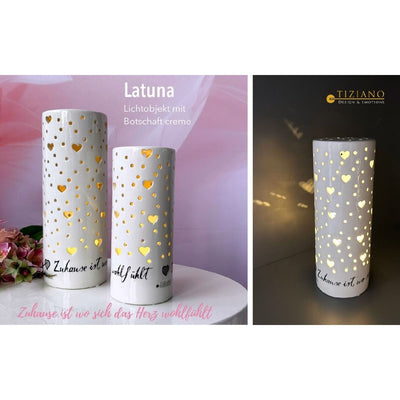Dekolicht Latuna mit Spruch und LED creme-weiß