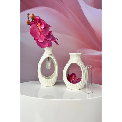 Vase Prisma creme - weiß