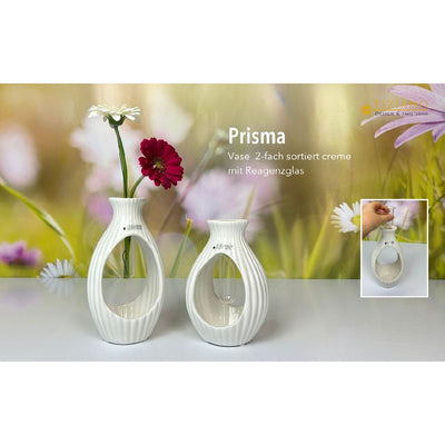 Vase Prisma creme - weiß