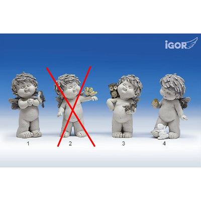 Glücksbringer Engel Igor stoney-grey mit Waldtieren 15 cm