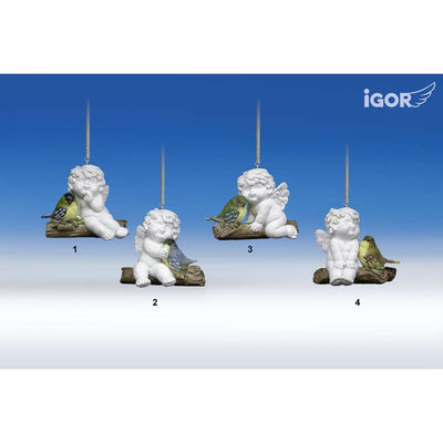 Engel Igor mit Vogel auf Ast hängend 