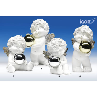 Engel Igor mit Weihnachts-Glaskugel