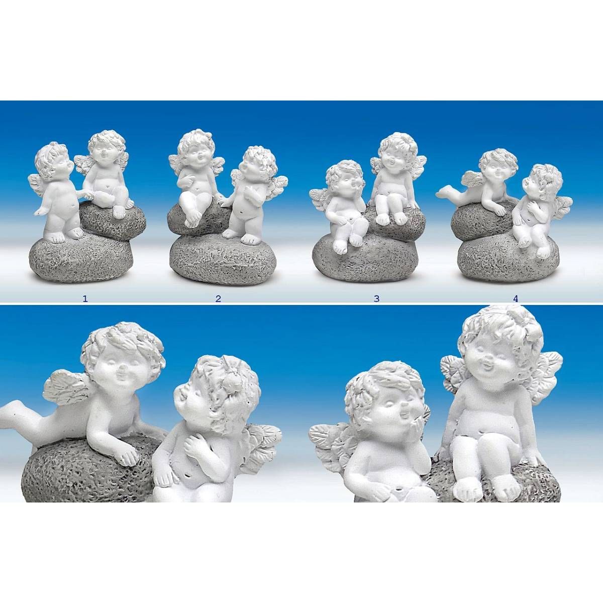 Engel Igor und Olga auf Stein weiß / grau