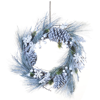 Türkranz Tischkranz Kranz Ø 60cm mit Zapfen und Beeren gefrostet H20