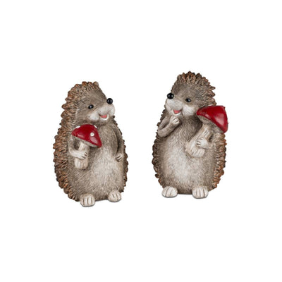 Igelpaar mit Pilz 14 cm handbemalt 2er SET