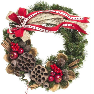 Tannenkranz - Weihnachtliche Deko in Rot-  Ø 35 cm