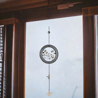 Deko Hänger Ginkgo Blatt Metall - Schwarz/Gold 38 cm