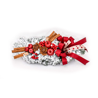 Tannengesteck Gesteck Adventsgesteck Kranz Weihnachtliche Deko - Rot beschneit 40 cm